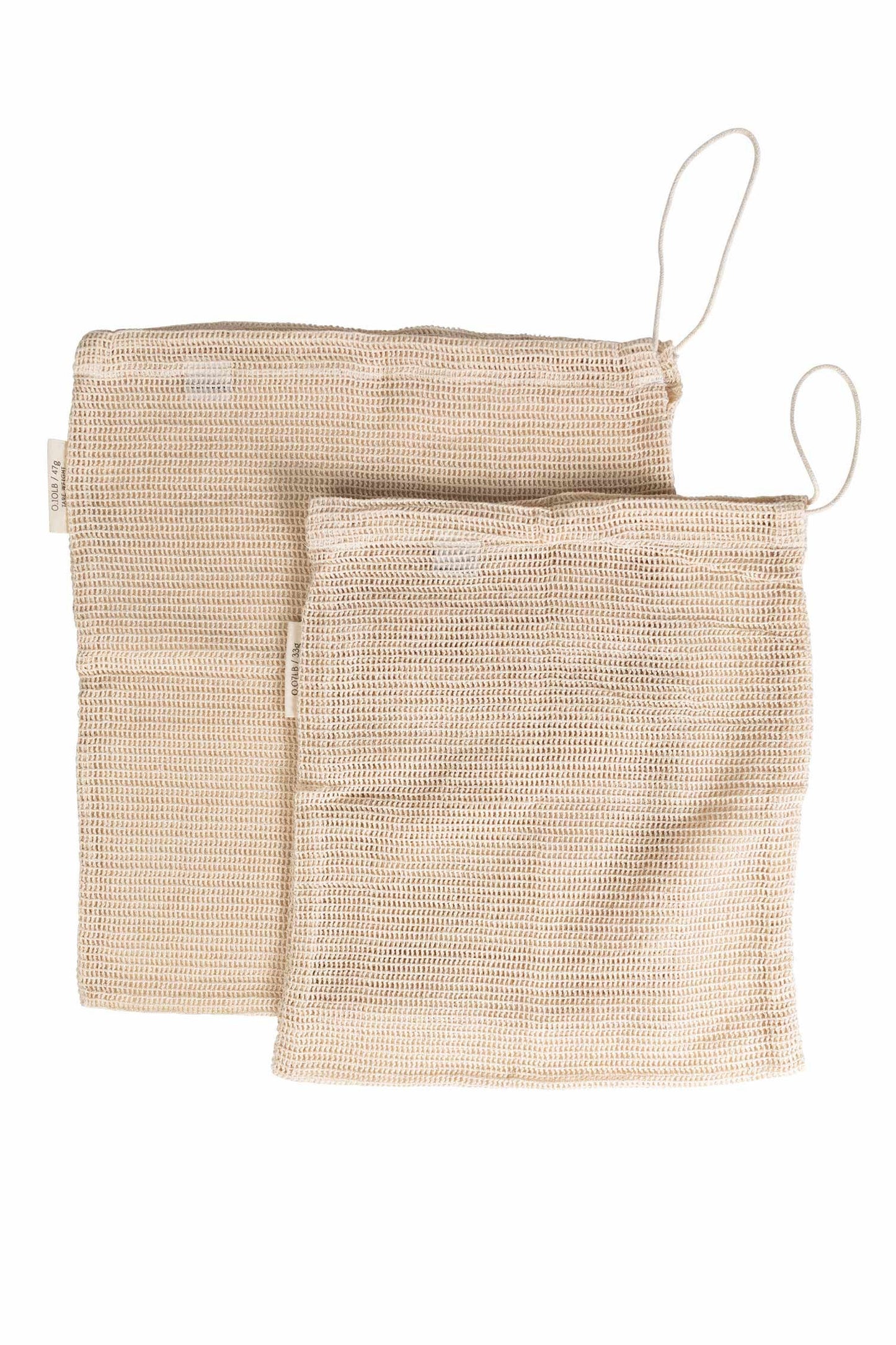 Bags f/produce s/2 drawstring cttn 10x13/13x15crm