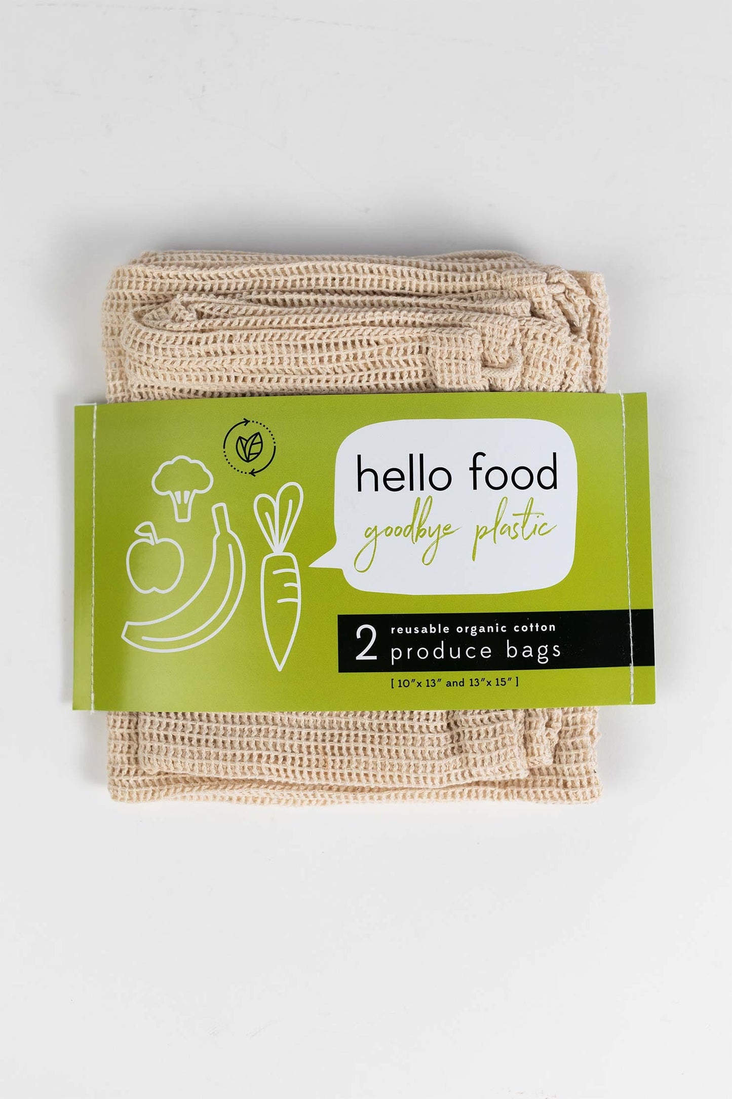 Bags f/produce s/2 drawstring cttn 10x13/13x15crm