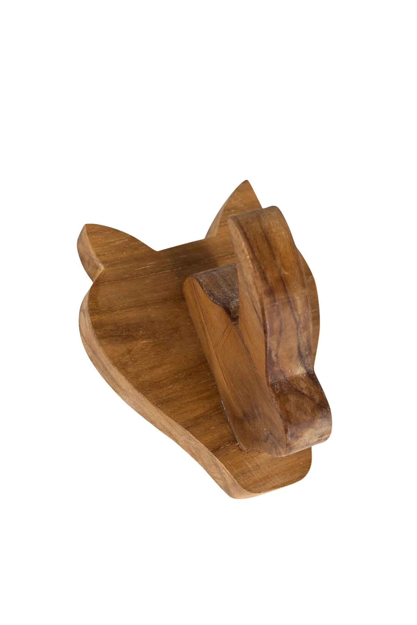 Hook rhino head teak wood 3Wx4H natural