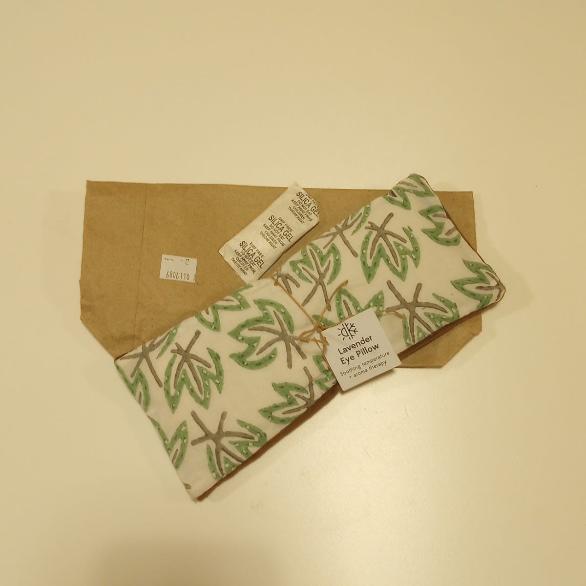 Eye pillow leaves cttn/rice/lavendar 9x4 brn/grn