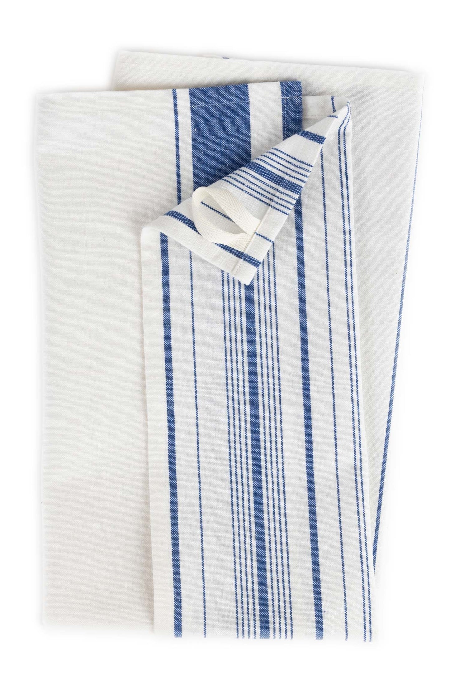 Tea towel multi striped M/3 cotton 27x19 white/blu