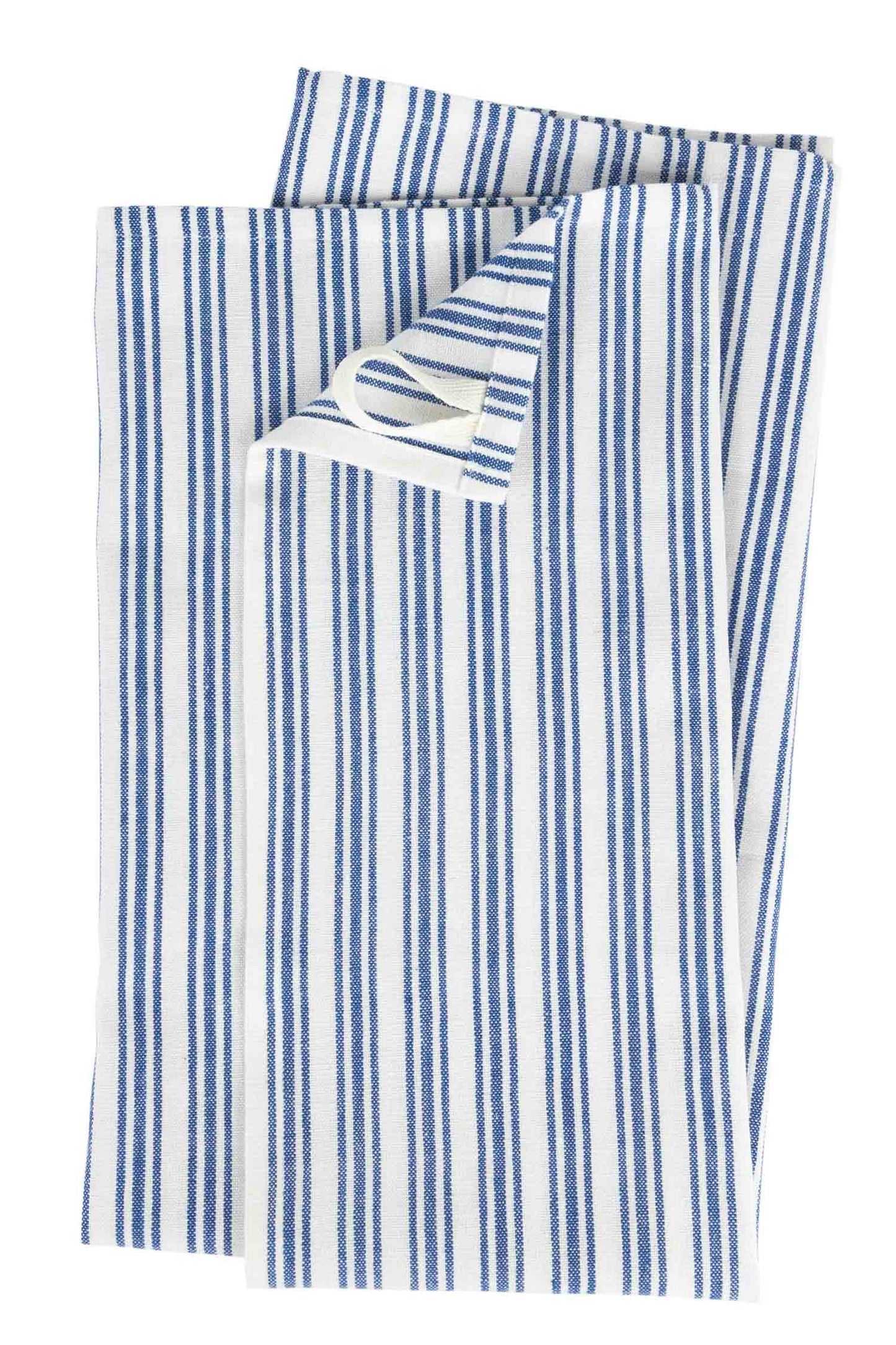 Tea towel small stripes M/3 cotton 27x19 blue/wht