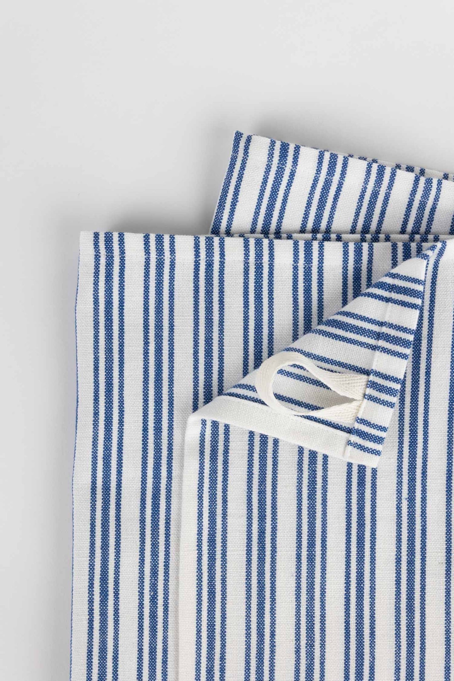 Tea towel small stripes M/3 cotton 27x19 blue/wht