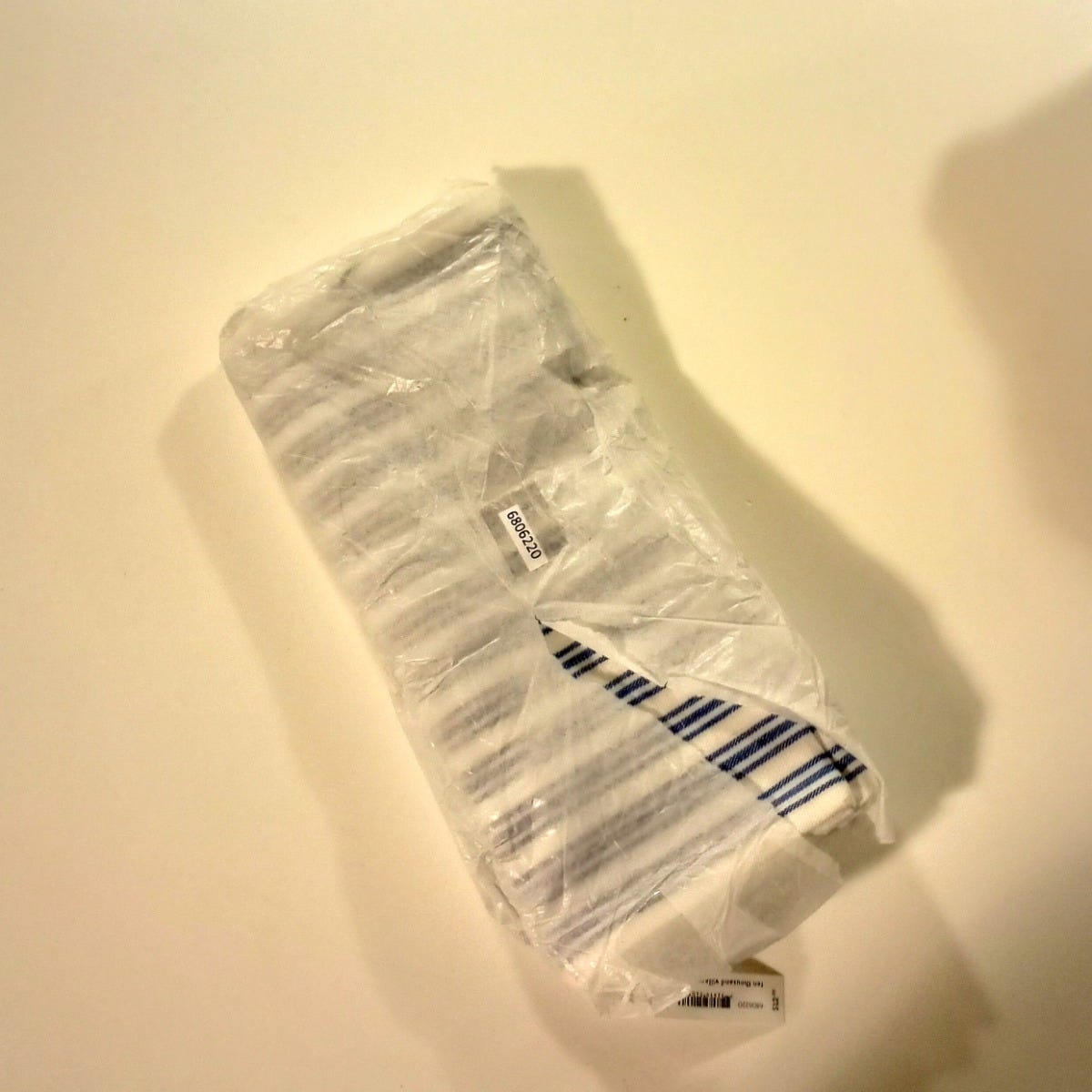 Tea towel small stripes M/3 cotton 27x19 blue/wht