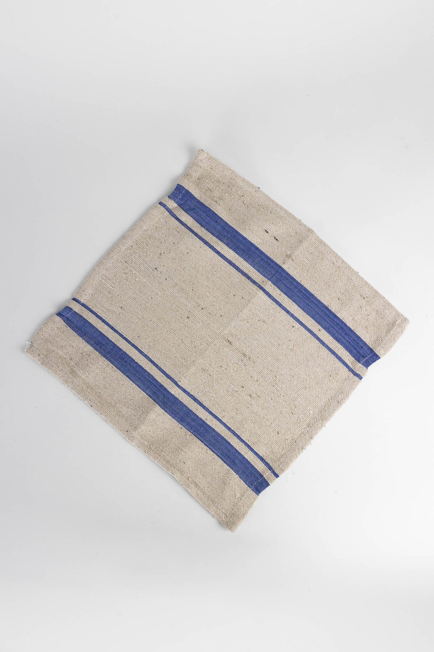 Dish cloths S/3 handwoven cotton 13sq tan/blue