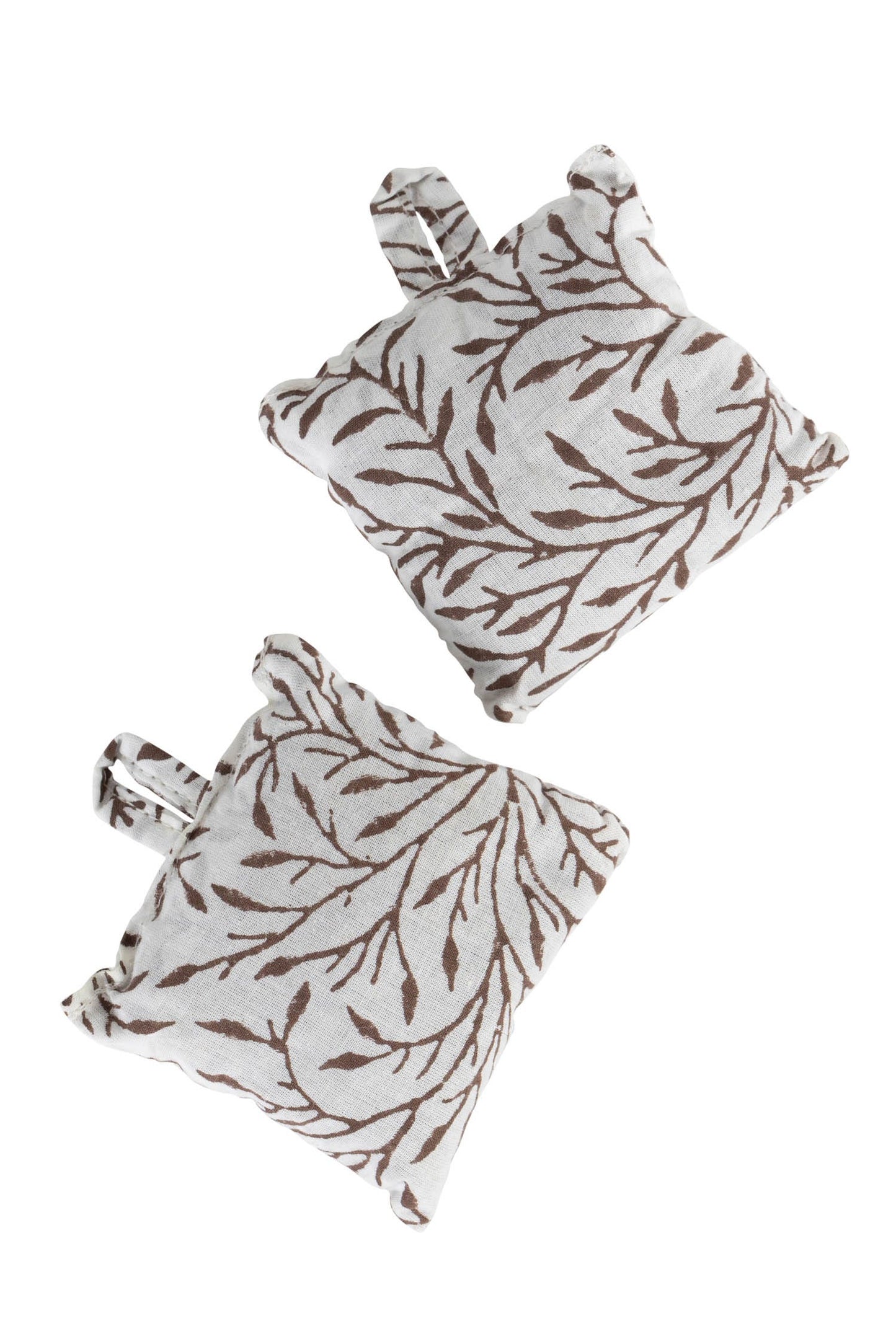 Sachets set/2 M/2 lavendar/rice/cotton 3sq wht/brn