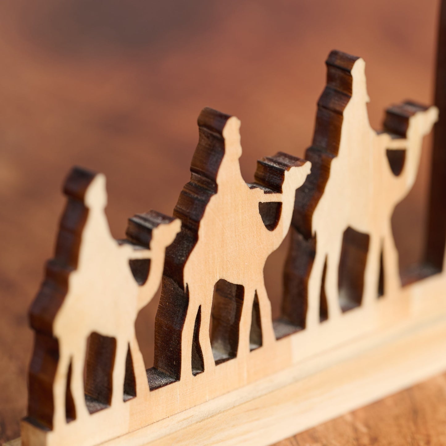 Nativity flat w/wisemen cut out wood 6.5Lx4.5H nat