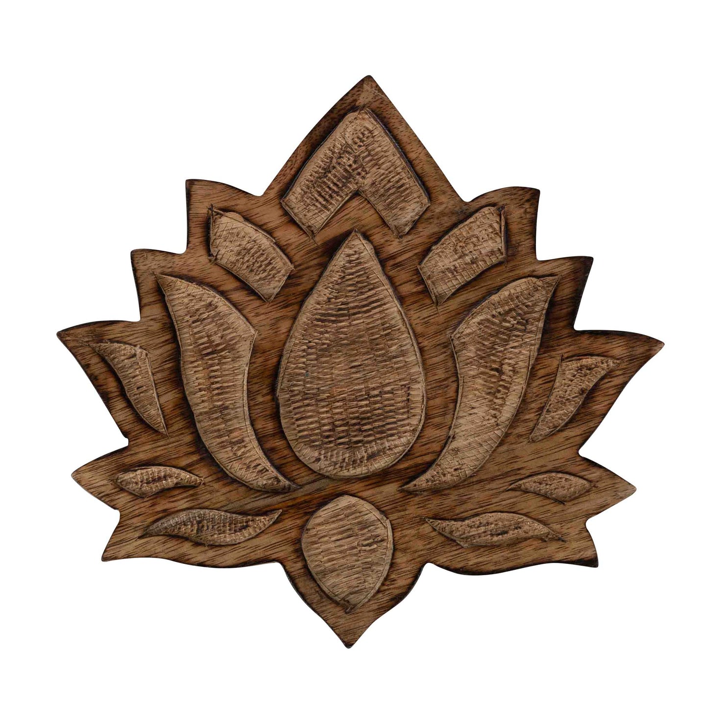 Trivet lotus blossom wood 8Dx.75H nat