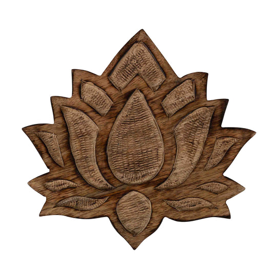 Trivet lotus blossom wood 8Dx.75H nat