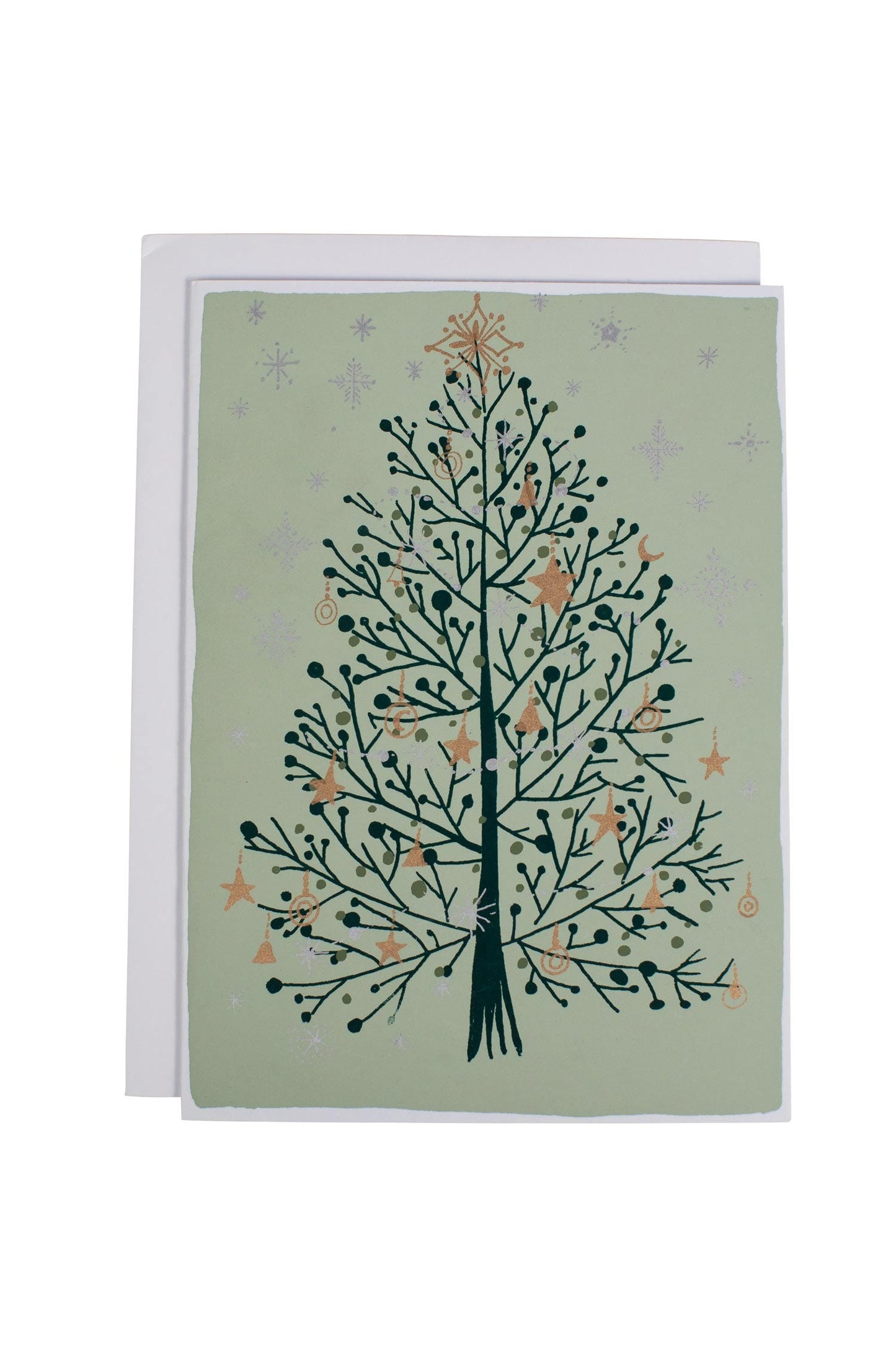 Card holiday tree M/3 5x7 green/gold/silver