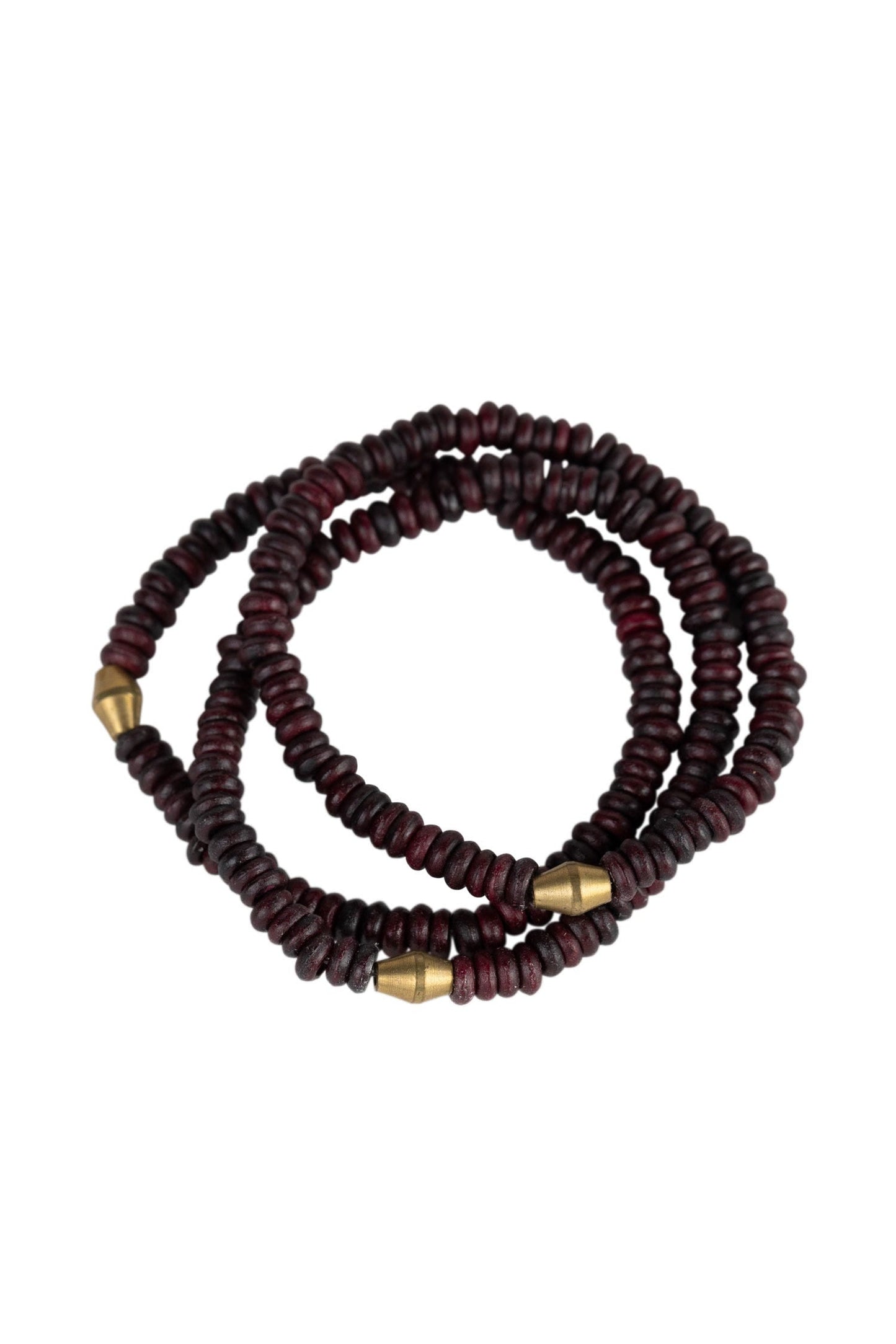 Bracelet stretchy trio bone/metal 2.5D reddish brn
