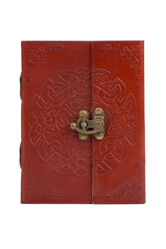 Journal knot embossed leather 6x4 rust