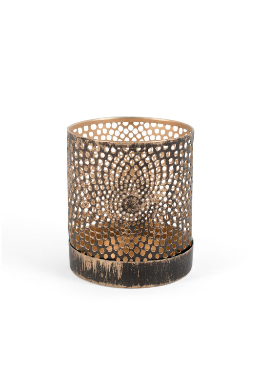 Candleholder cut out mandala metal 3.5Dx4.5H br