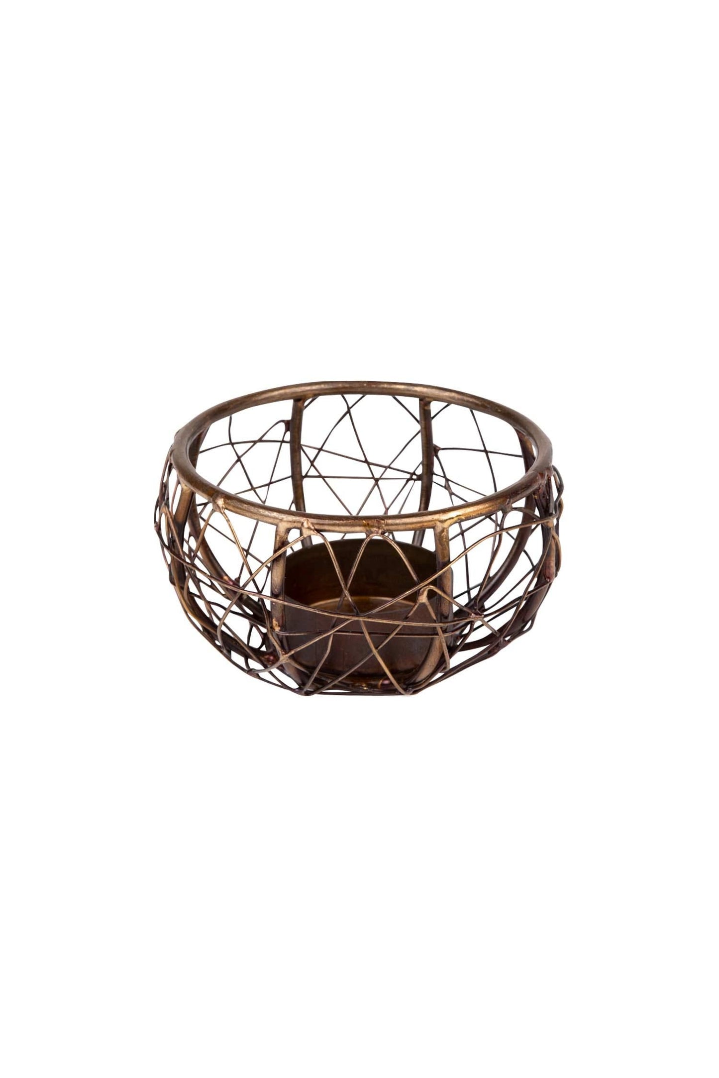 Candleholder t-light M/3 twisted wire 3.5D bronze