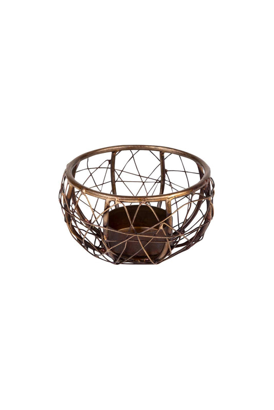 Candleholder t-light M/3 twisted wire 3.5D bronze