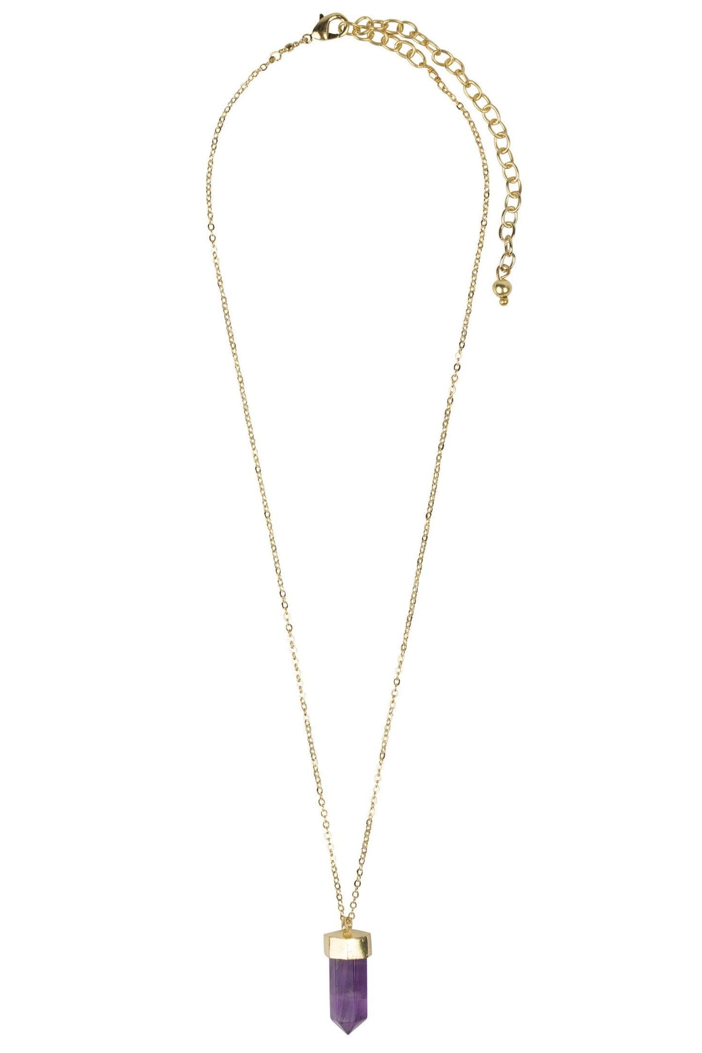 Necklace capped prism pend amethyst 17L gld/prpl