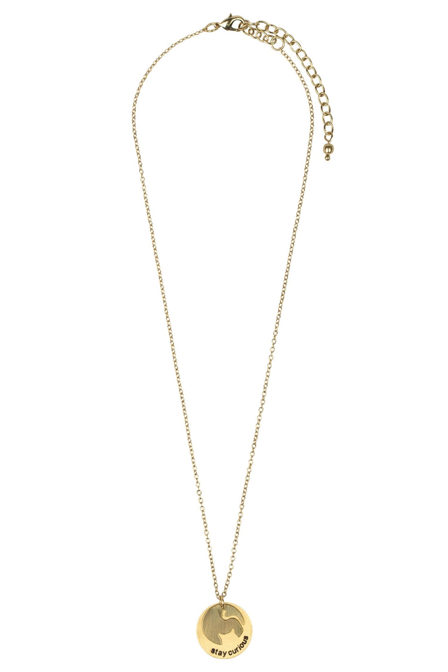 Necklace cat STAY COURIOUS pend mtl 17L gld color