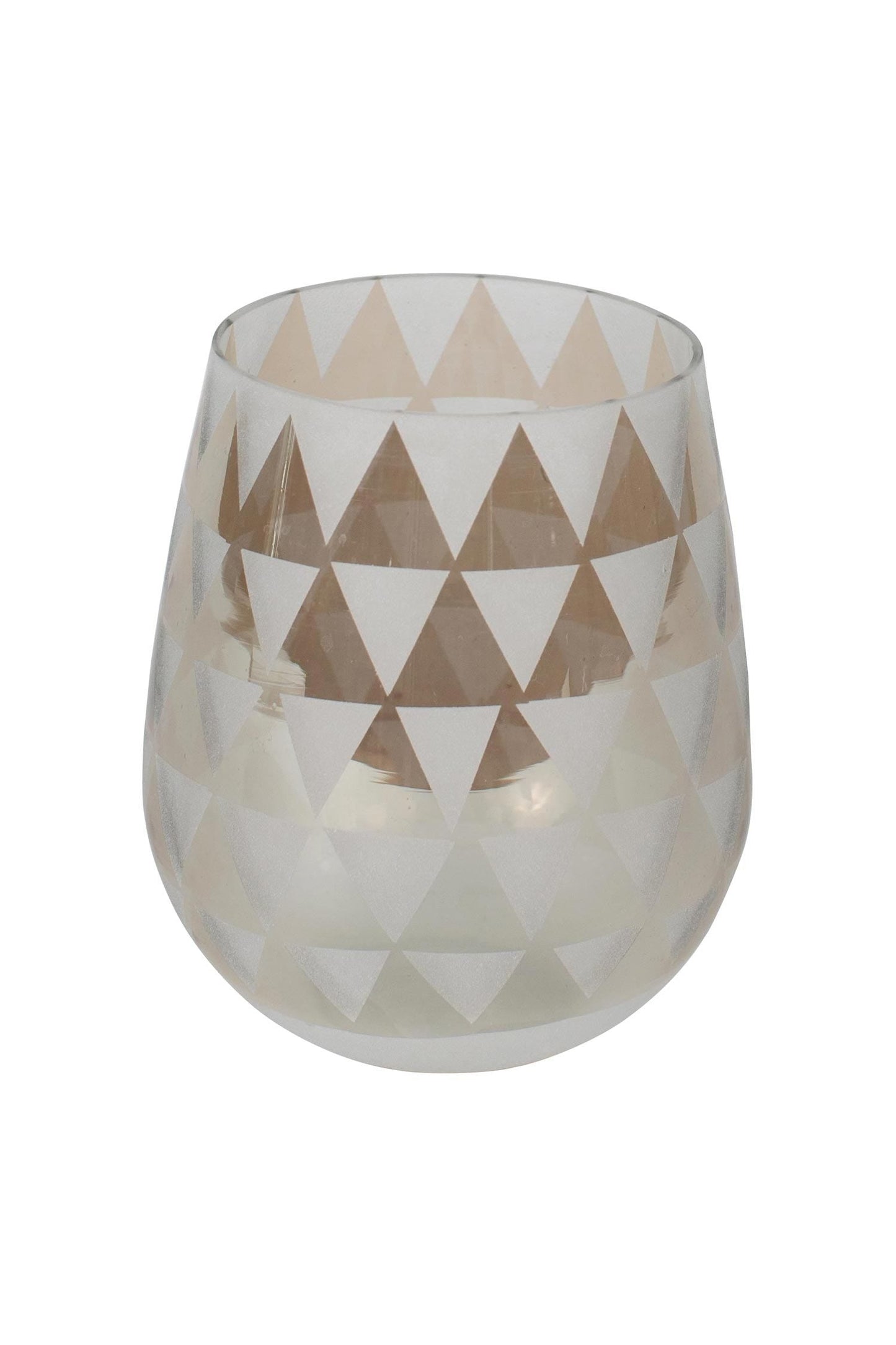 Candleholder triangles etched glass 4Dx5H gray
