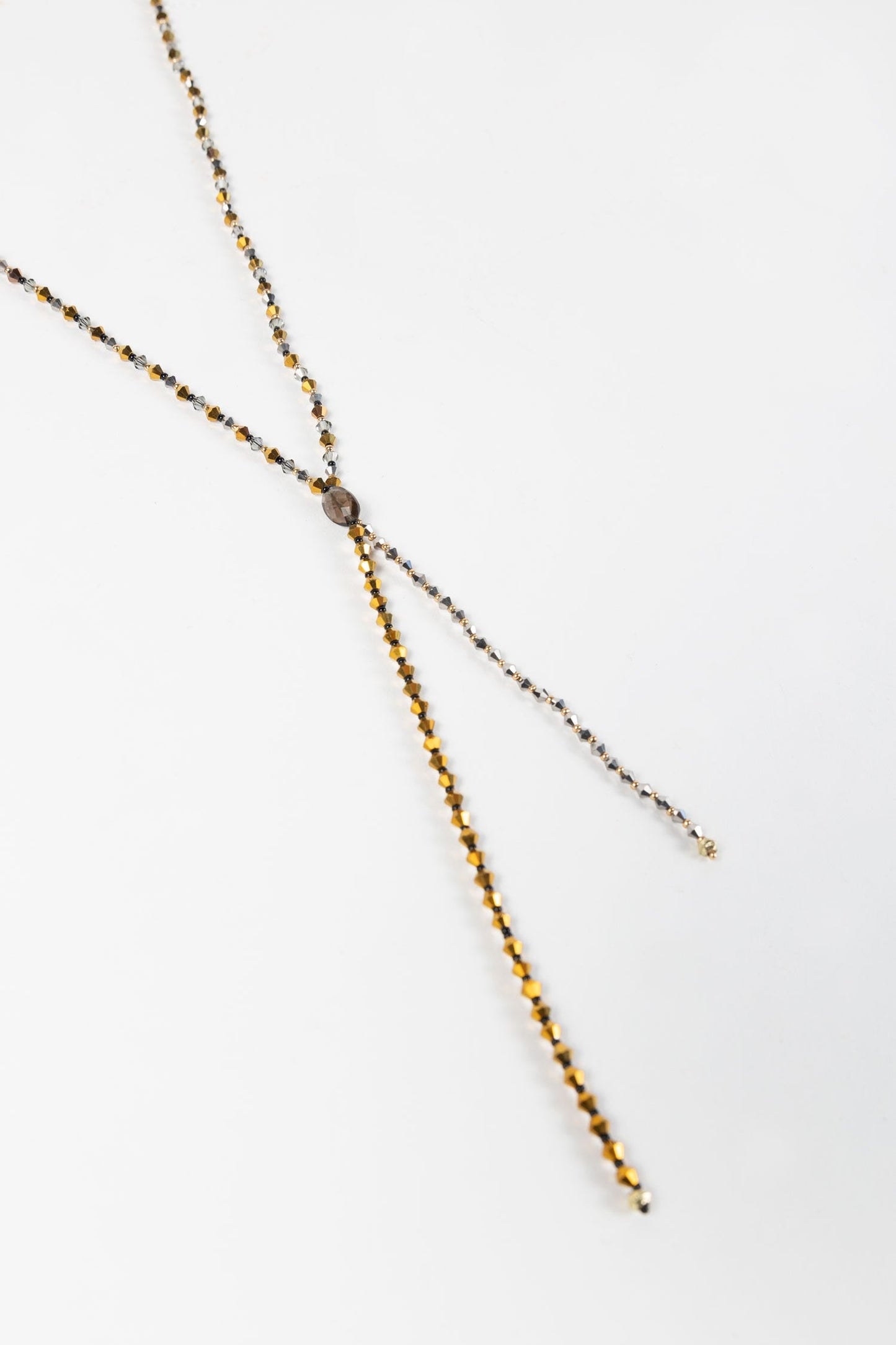 Necklace lariat uniform sparkly beads 24L gld/blk