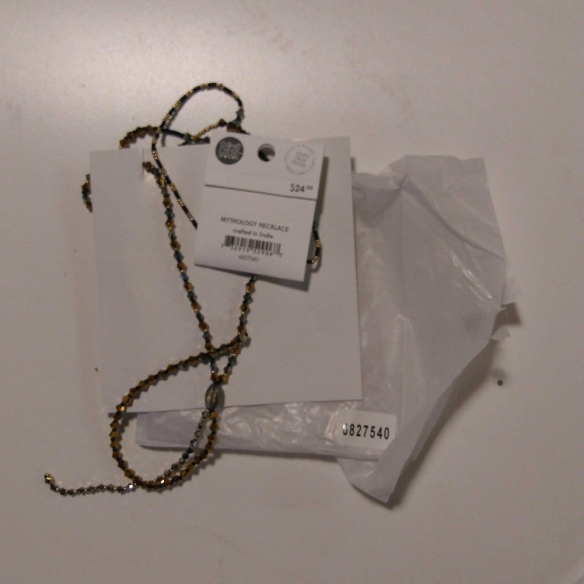 Necklace lariat uniform sparkly beads 24L gld/blk