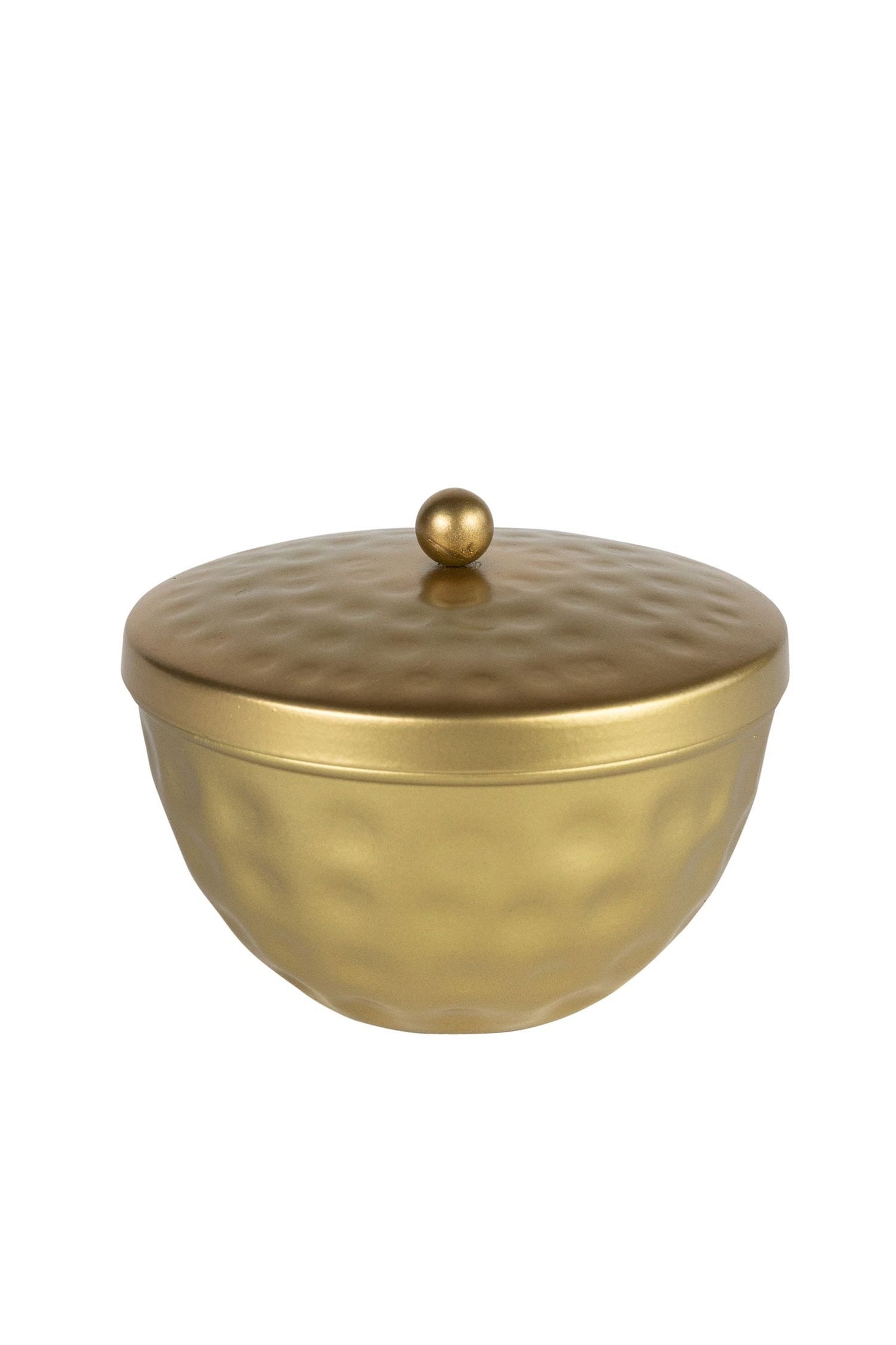 Box round trinket hammered mtl 4Dx2.5H gold color