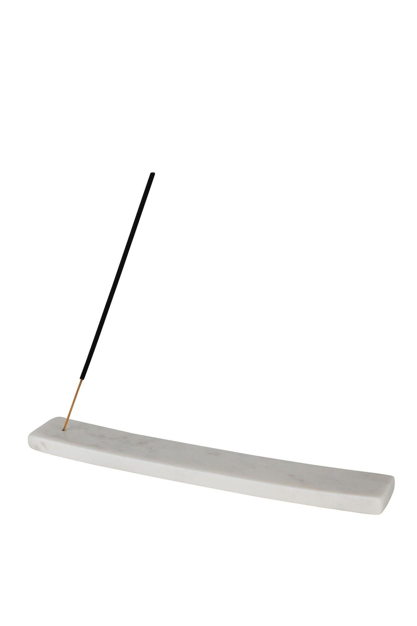 Incense holder curved marble 10Lx1.5W white/grey