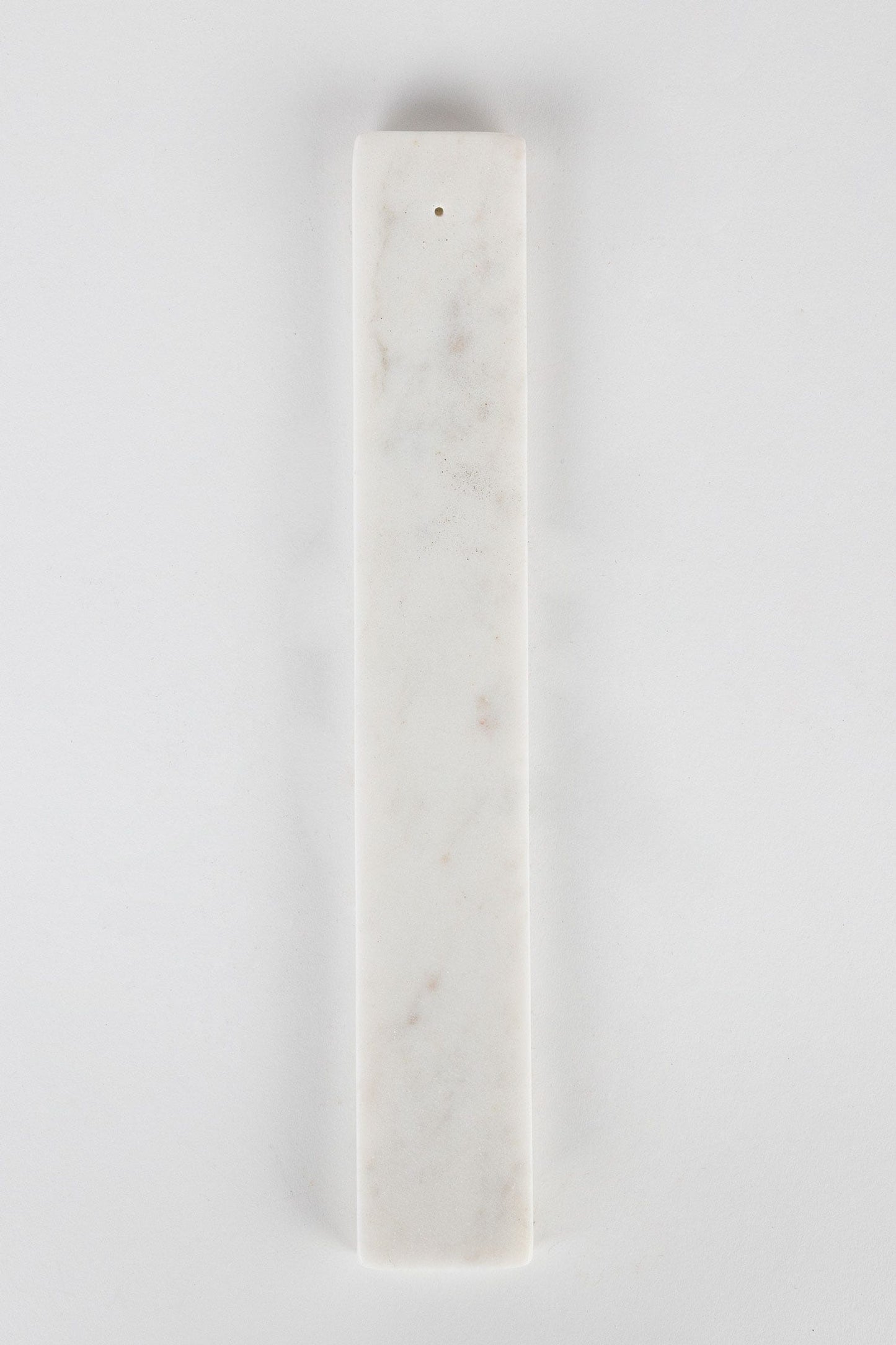 Incense holder curved marble 10Lx1.5W white/grey