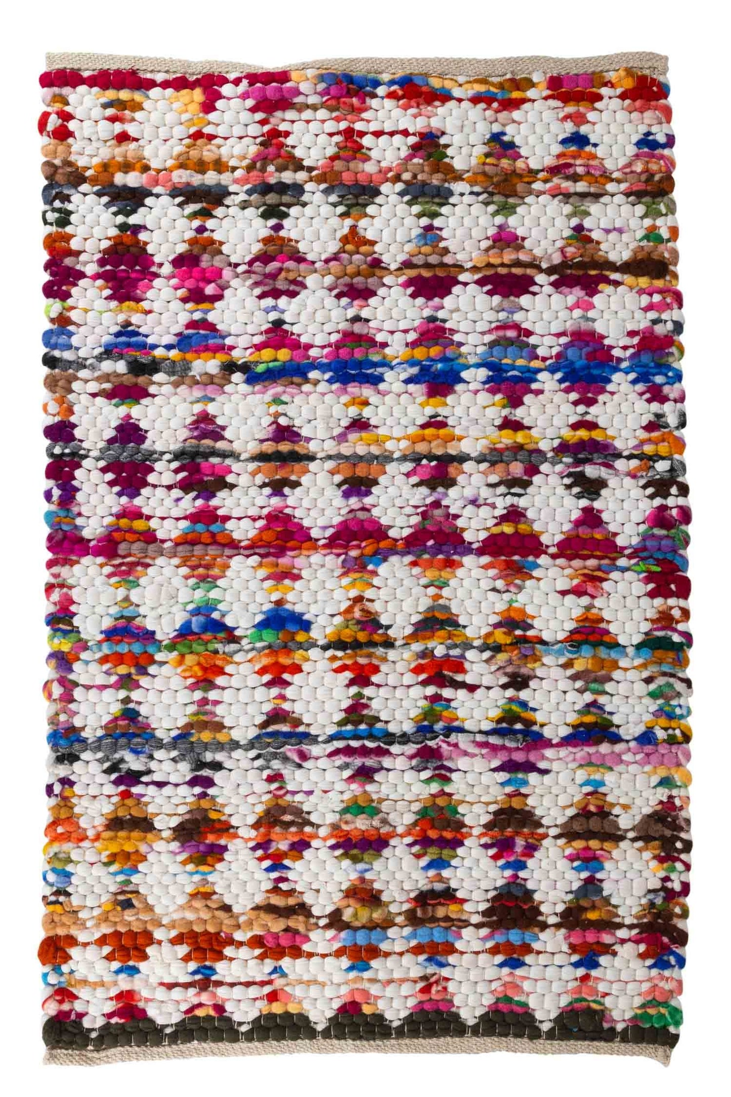 Rug multi diamond weave poly/cttn 24x36 crm/multi