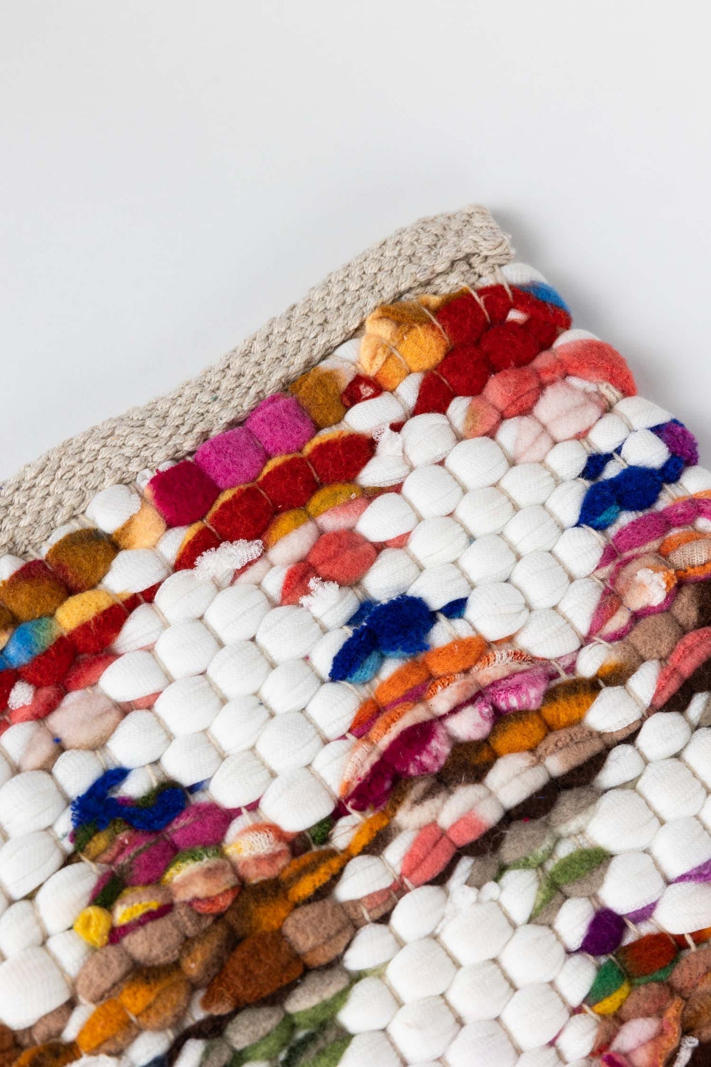 Rug multi diamond weave poly/cttn 24x36 crm/multi