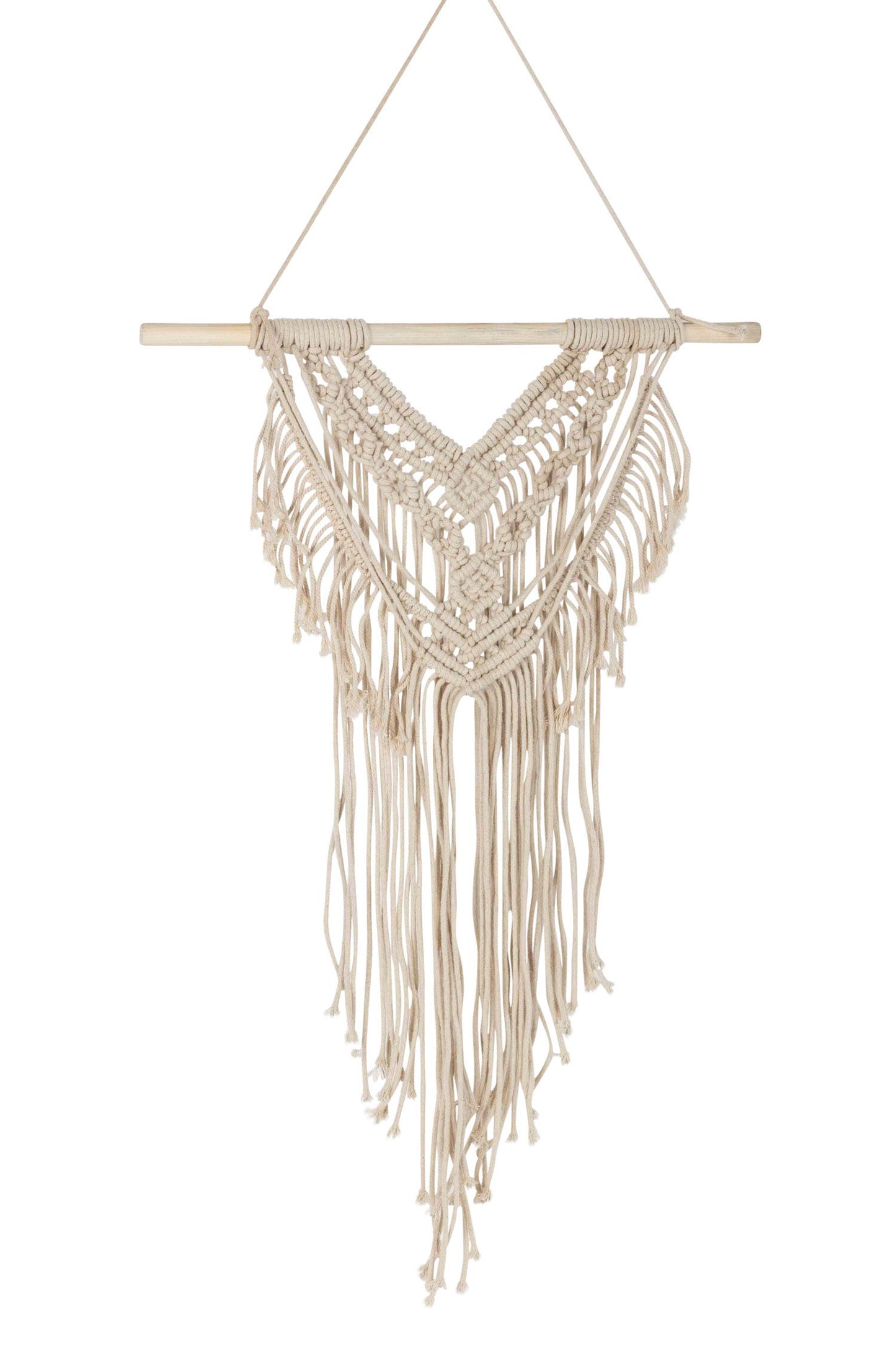 Wall hanging macrame cord/wood 18Wx27 cream
