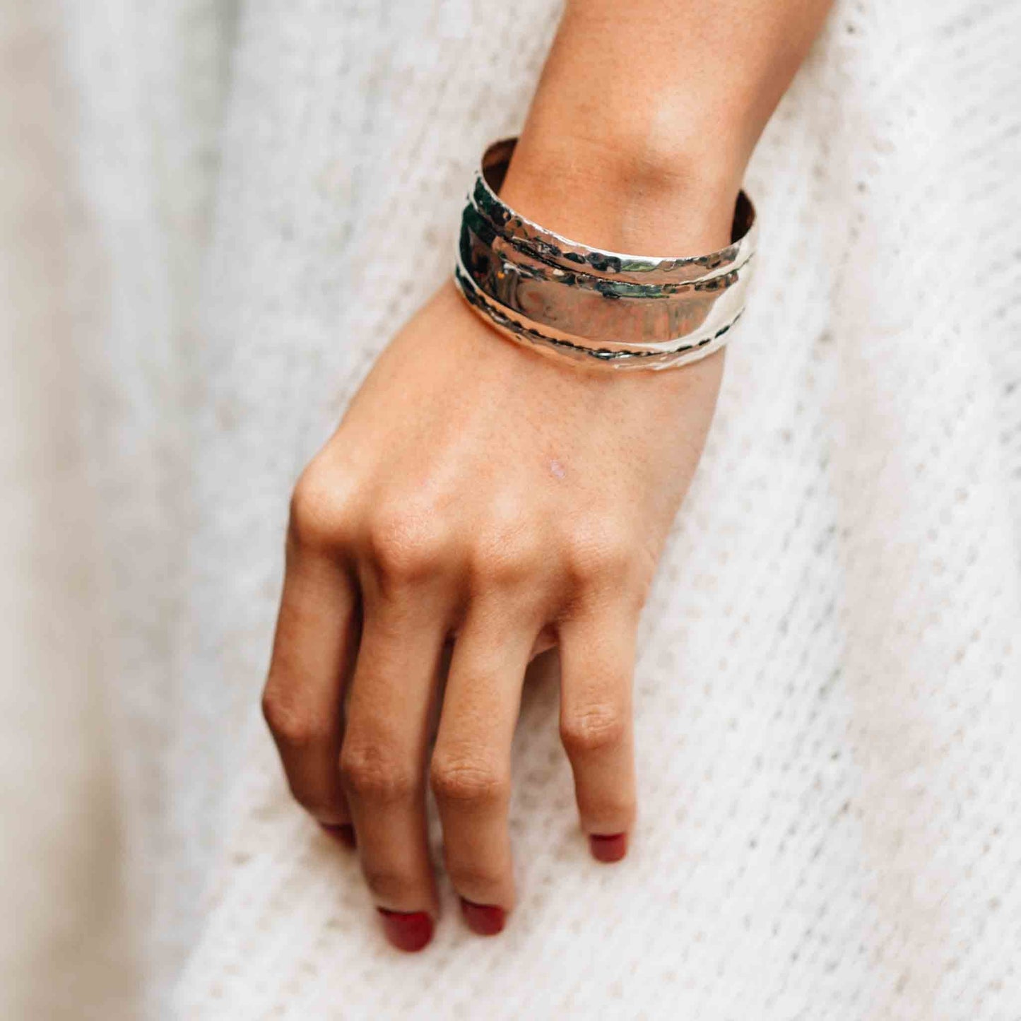 Edgy Cuff Silver Bracelet - Default Title (6828870)