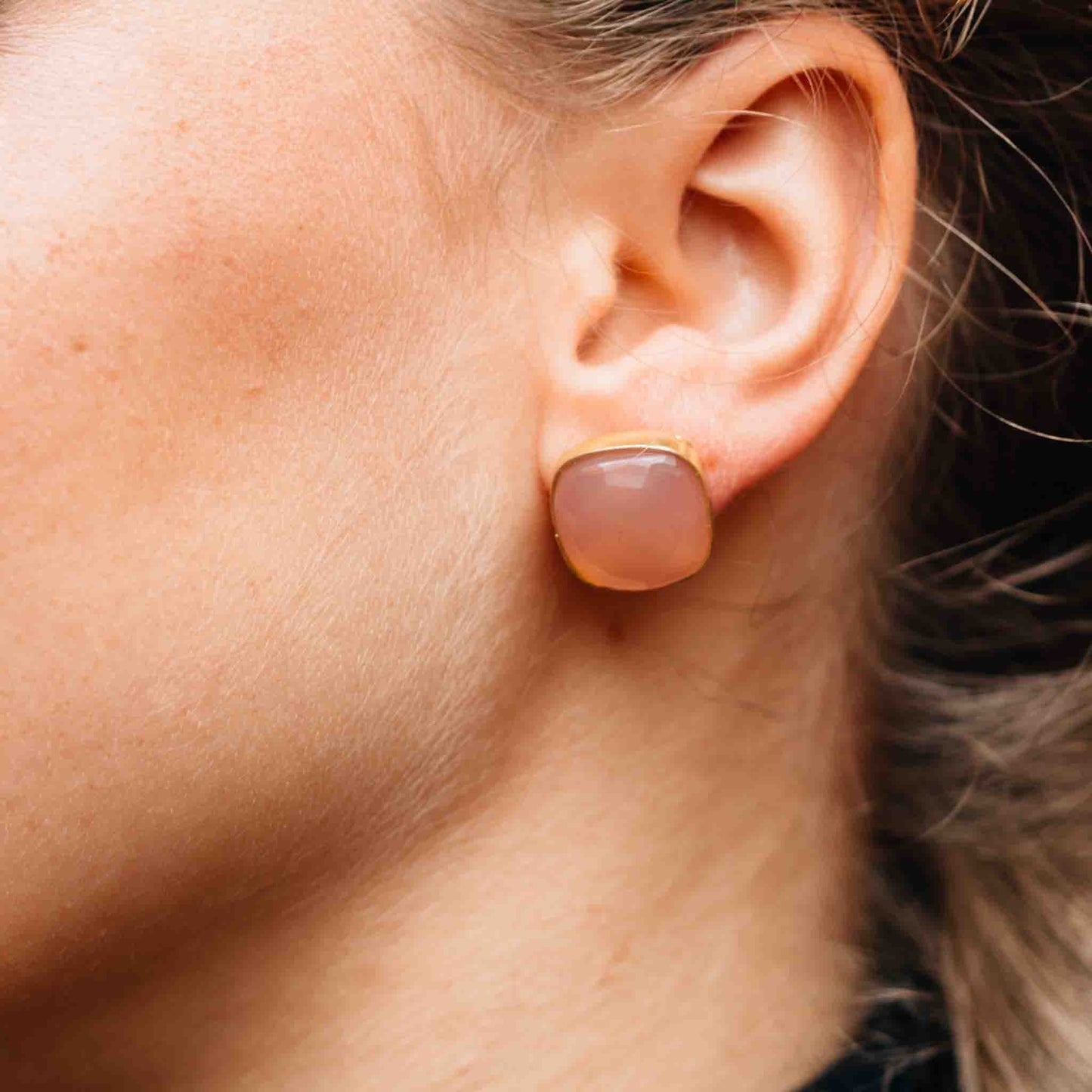 Rose Onyx Stud Earrings - Default Title (6828940)