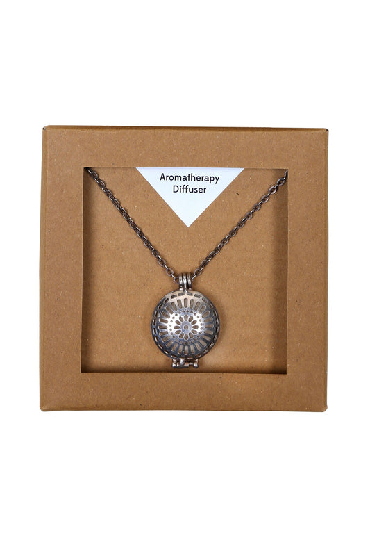 Necklace locket diffuser w/box mtl 1.25Dx39L silv