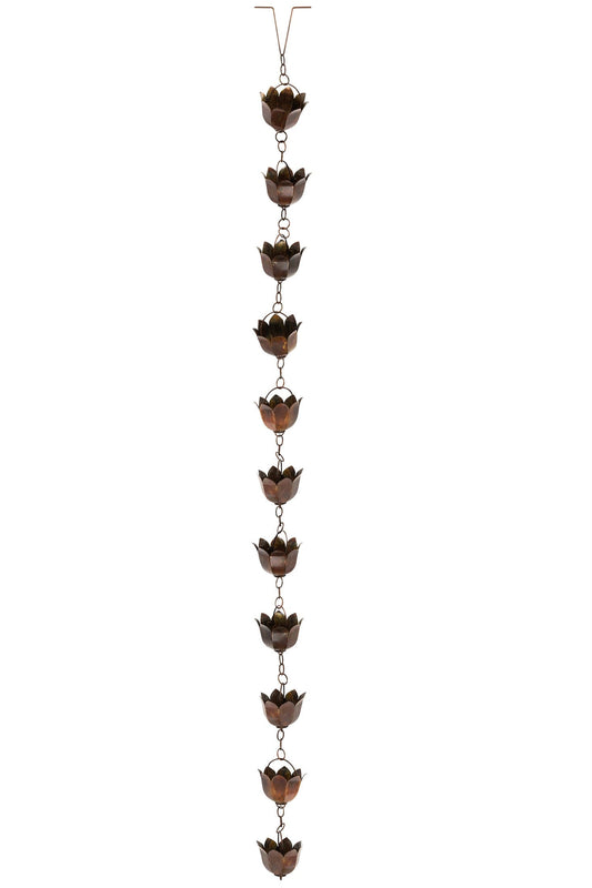 Rain chain lotus shape metal 84L copper