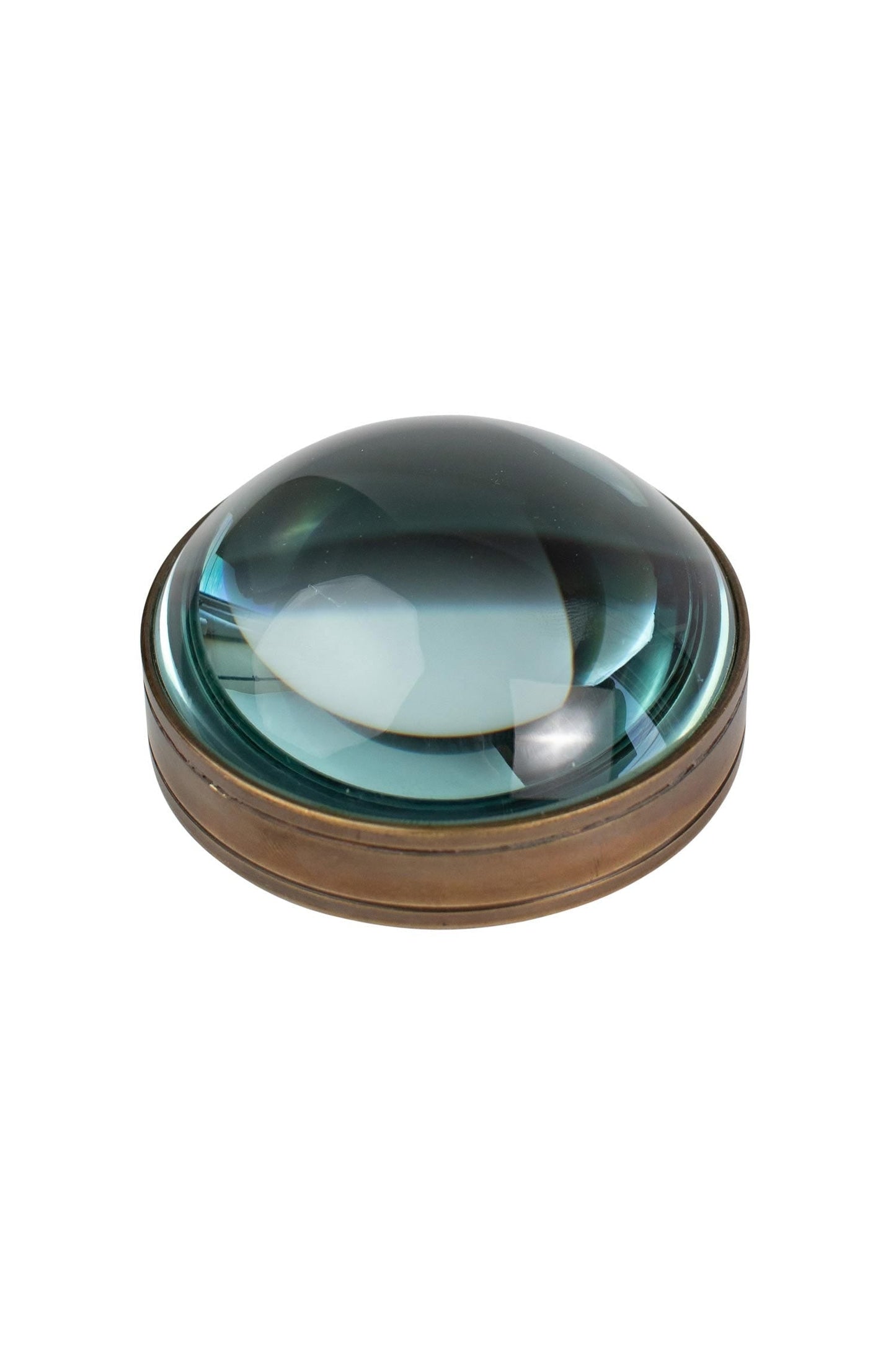 Paperweight magnifier glass/metal 3D antiqued br