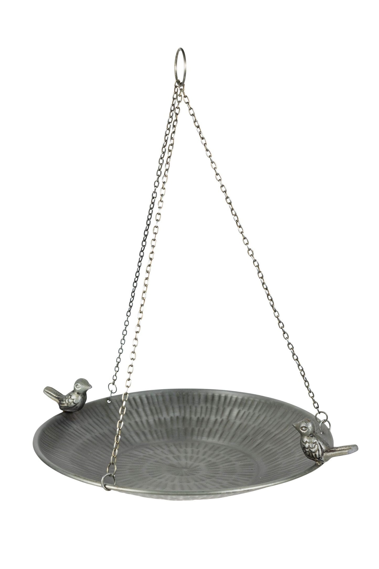Birdfeeder hanging 2 birds metal 13Dx19H gray