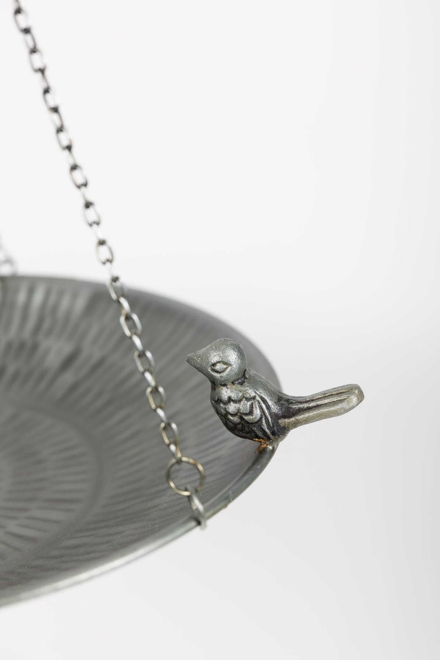 Birdfeeder hanging 2 birds metal 13Dx19H gray