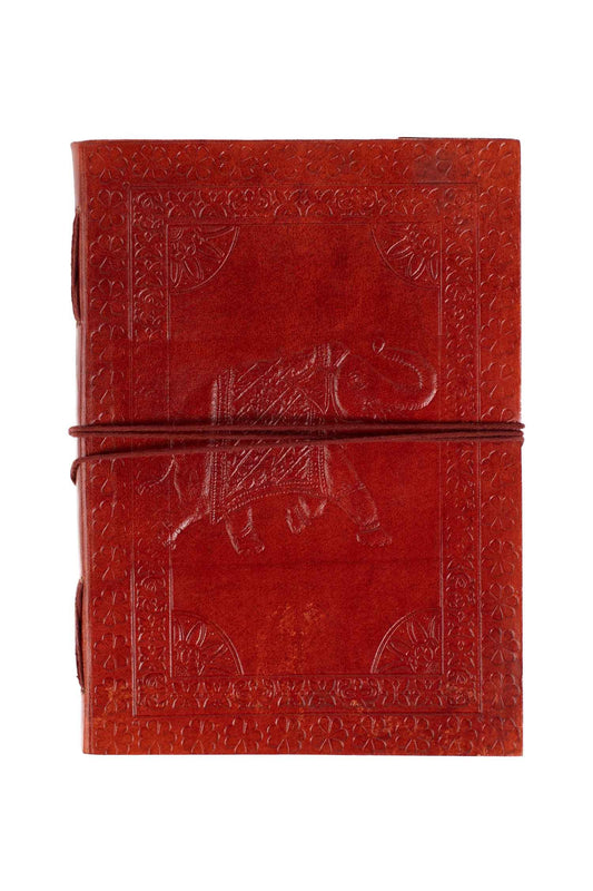 Journal elephant emb leather 7x10 rust CA