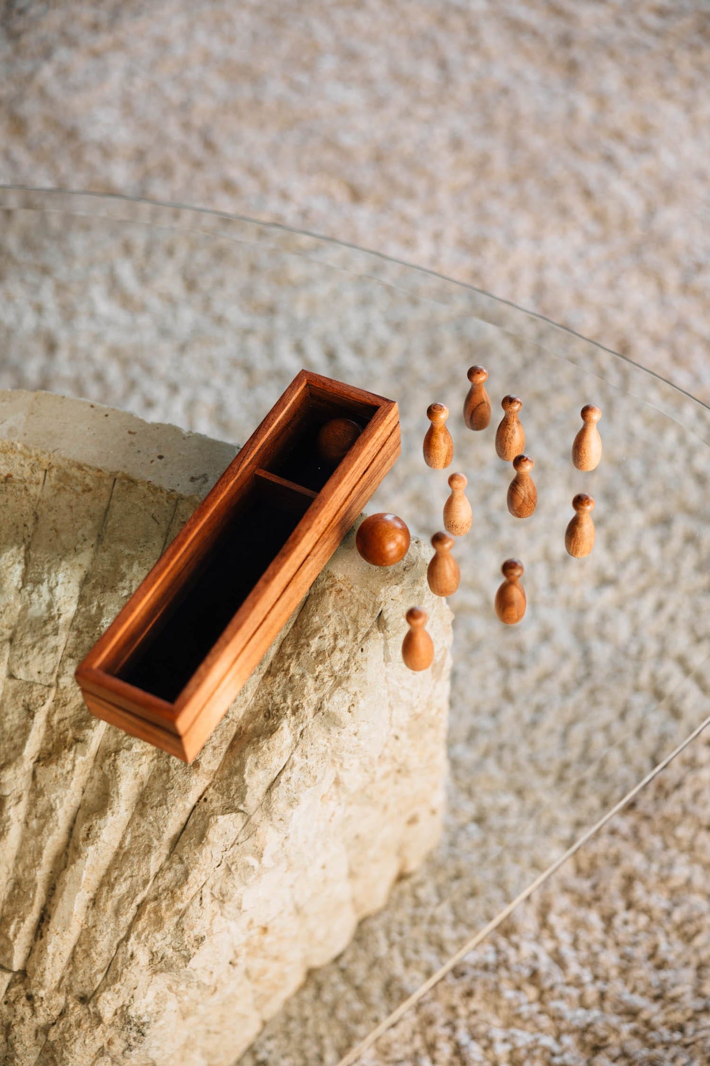 Bowling set tabletop acacia wood 2H/10L natural