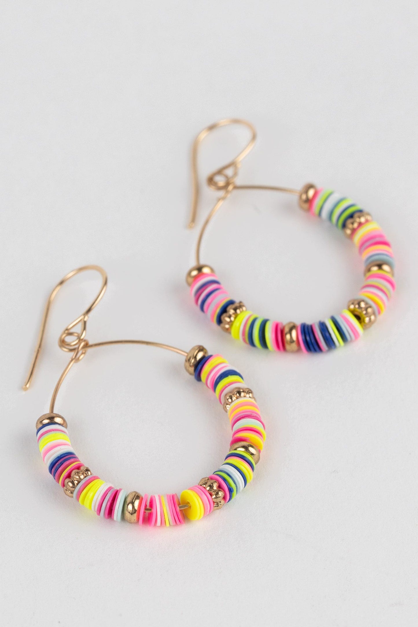 Earrings drop hoop sequins/iron 1.5L multi/gld