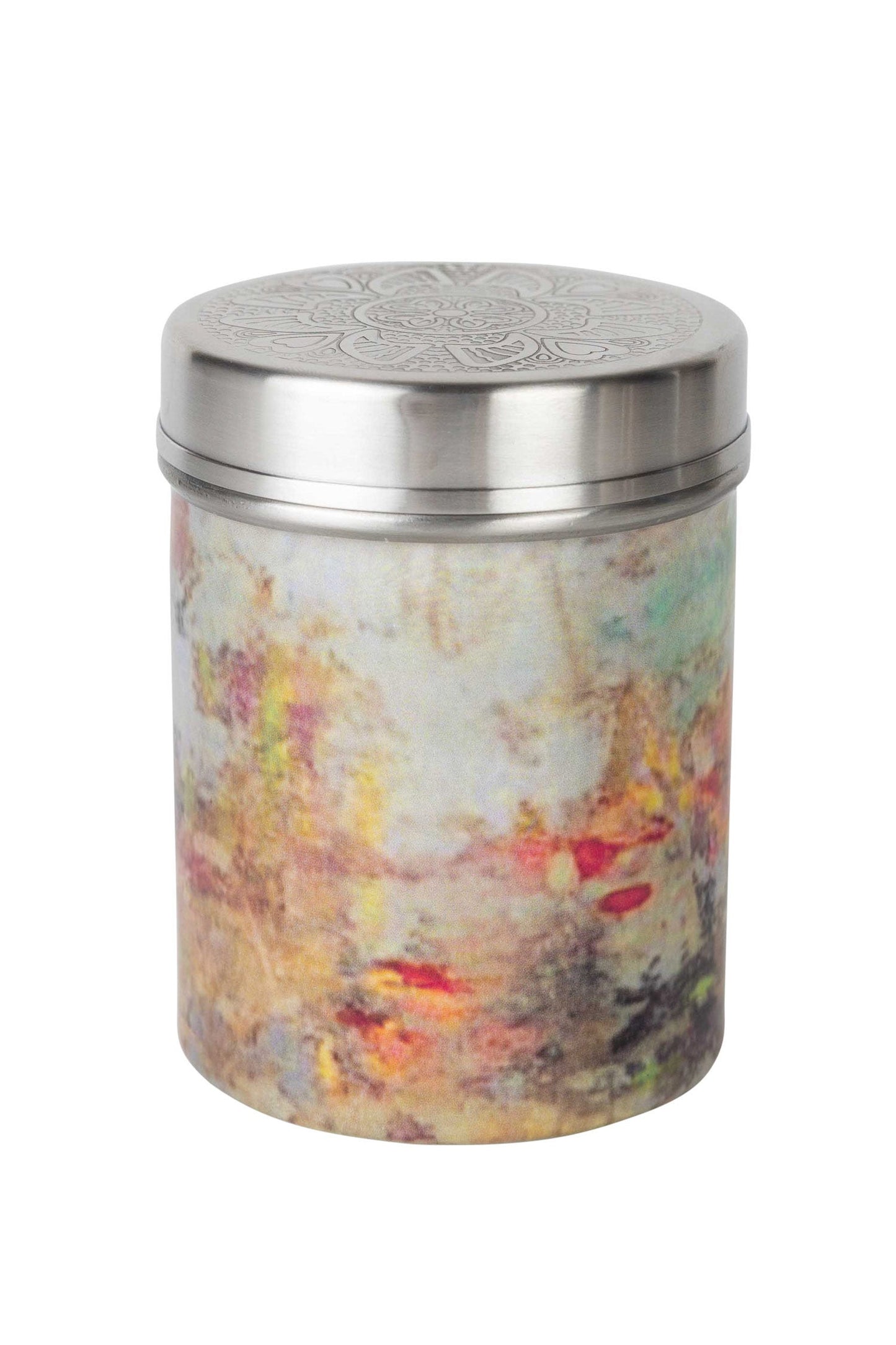 Canister S mottled pastels mtl 4.25H silv/multi