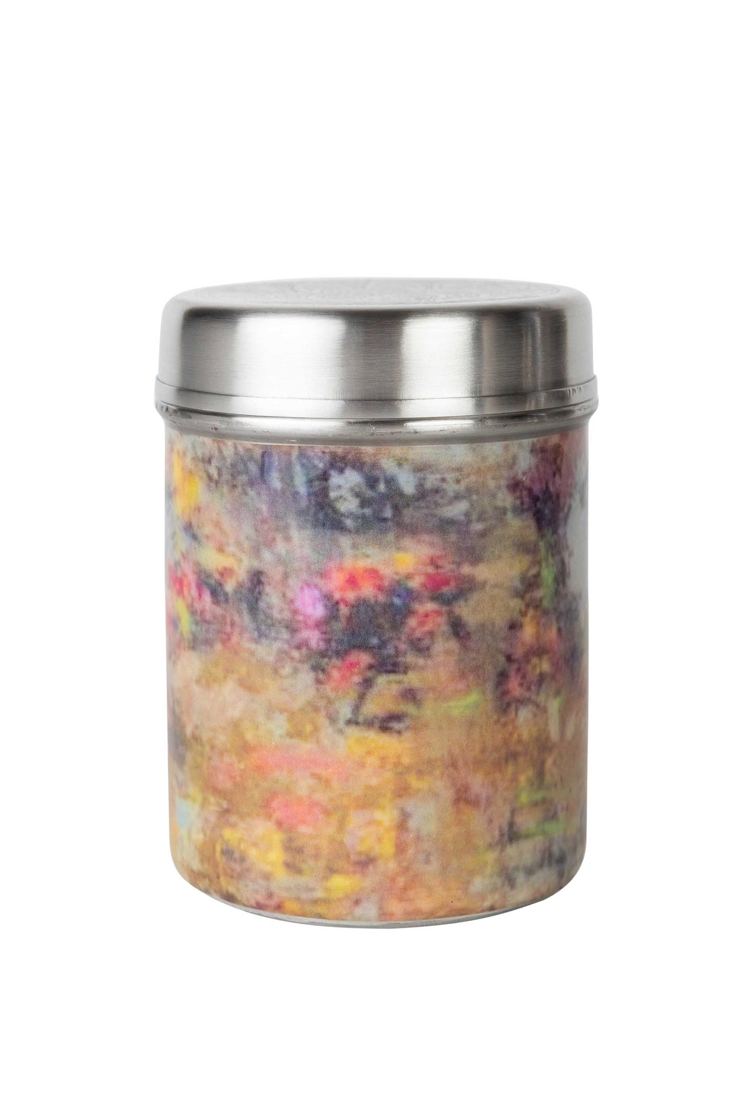 Canister M mottled pastels mtl 5.5H silv/multi