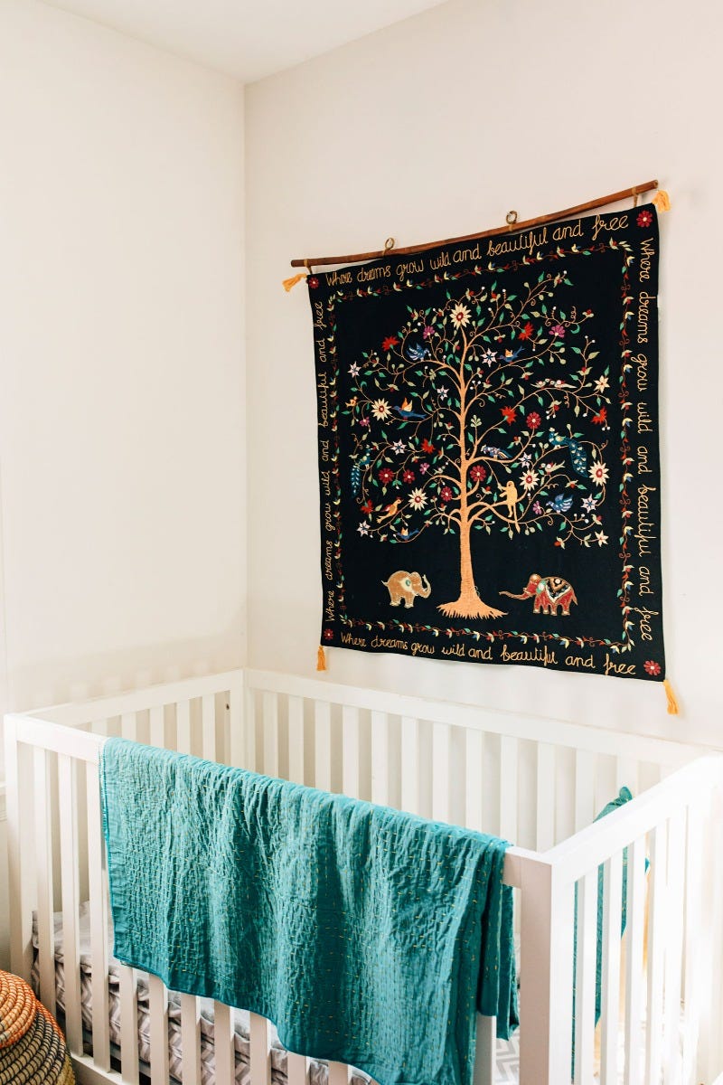 Wall hanging emb tree/life 40x40 blk/multi