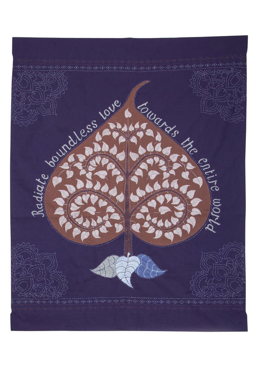 Wall hanging bhodi tree cotton 45Lx36W navy/brown