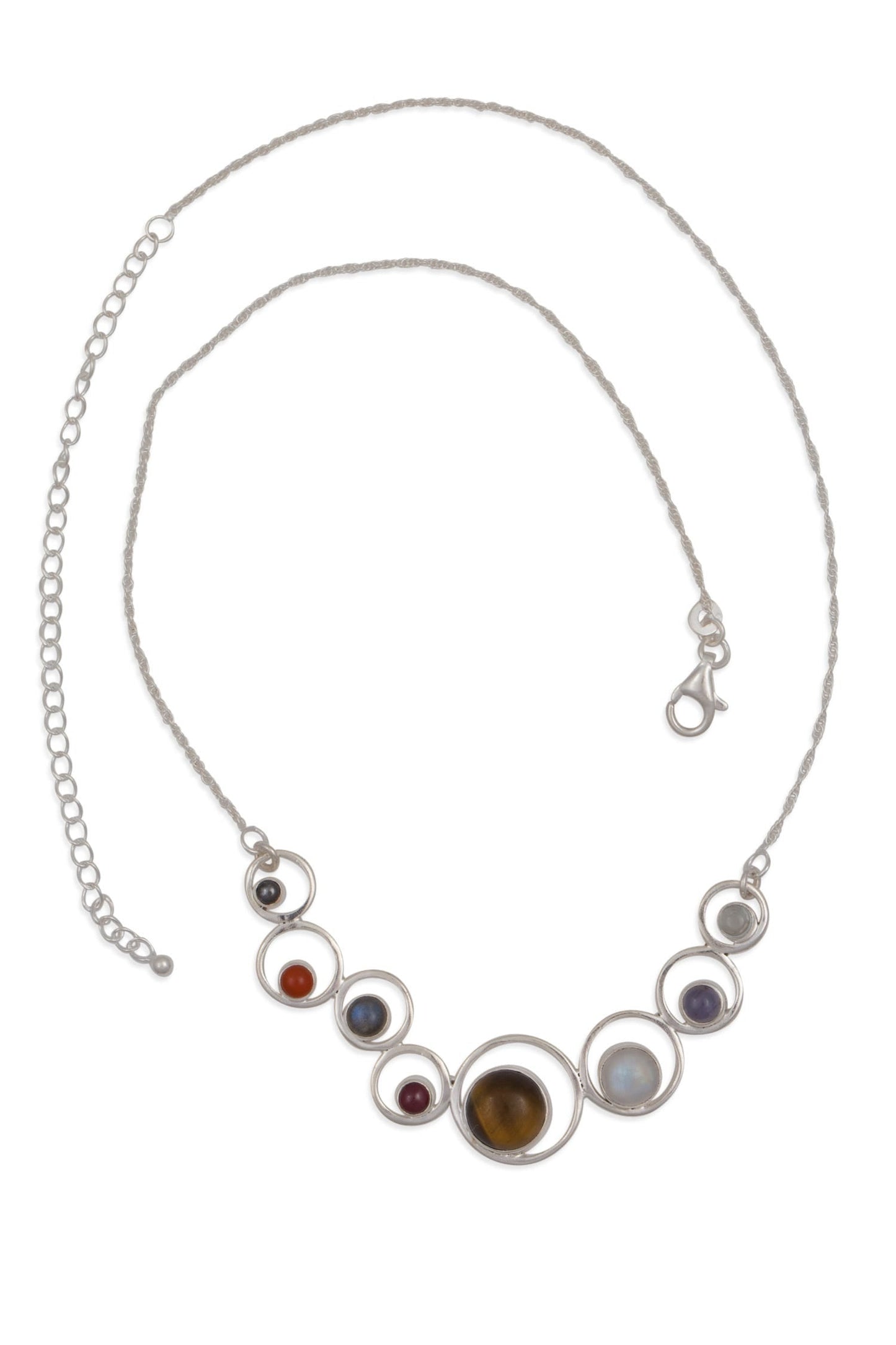Necklace 8 stones solar system strlg