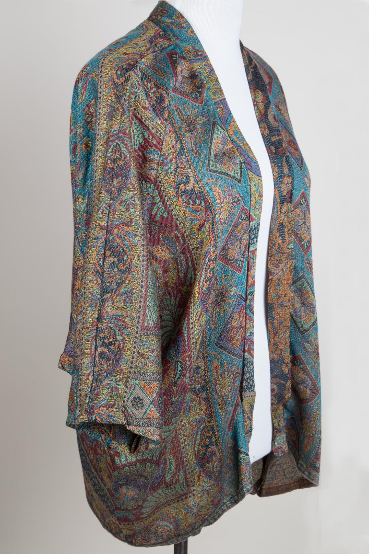 Kimono jacquard green/rust/multi