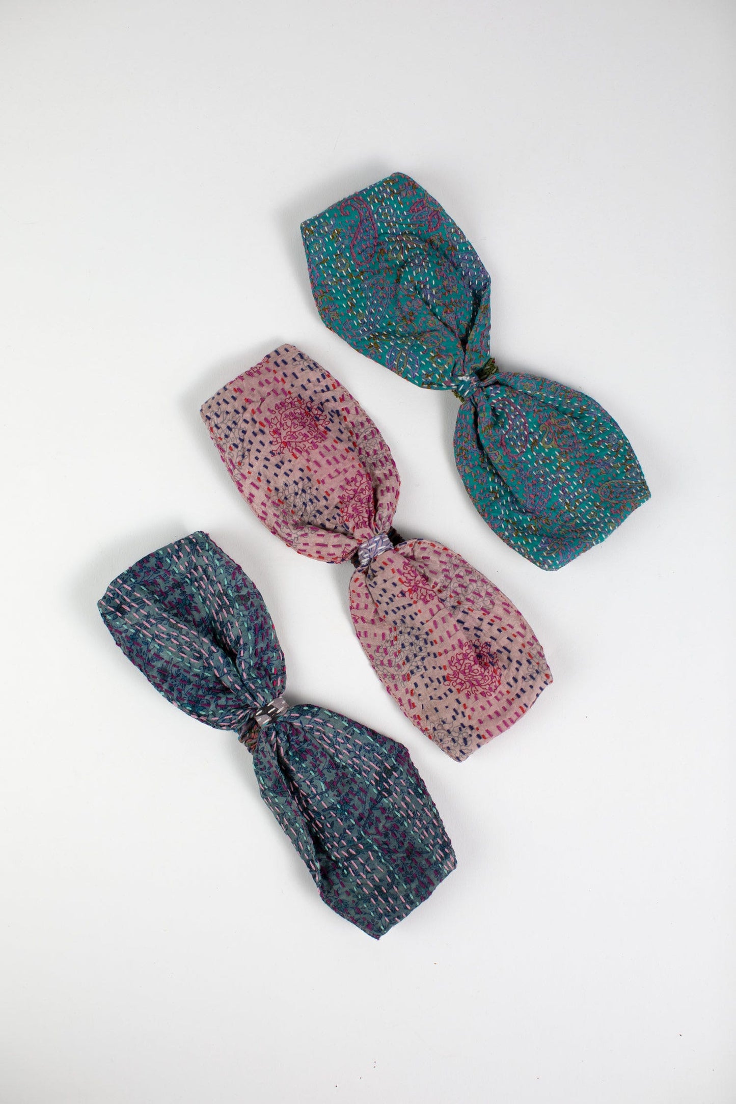 Headband kantha stitch/knot M/2 sari silk 3W asst