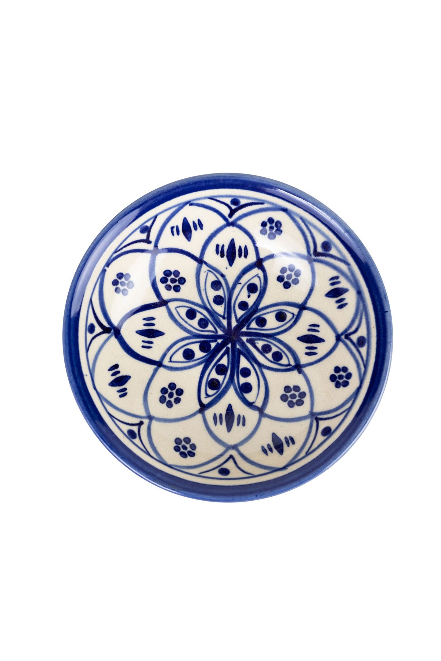 Bowl center flower ceramic 6.5Dx2H blue/white