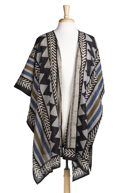 Topper zigzags/Vs/dash cttn 41Lx34W blk/crm/blu