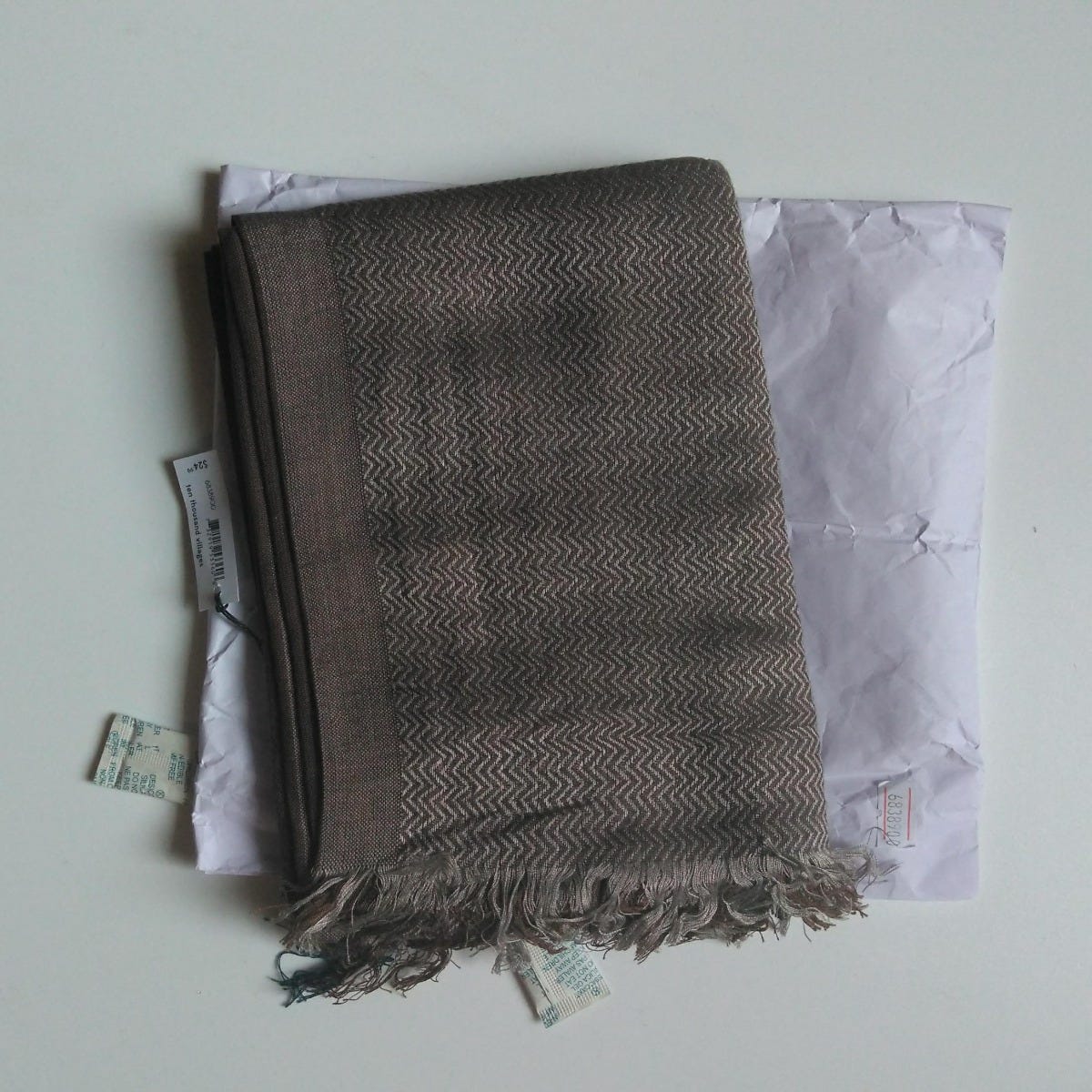 Scarf two toned herringbone 70x25 viscose brns/blu